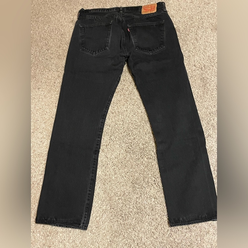 Levi’s black 501’s.  36x34